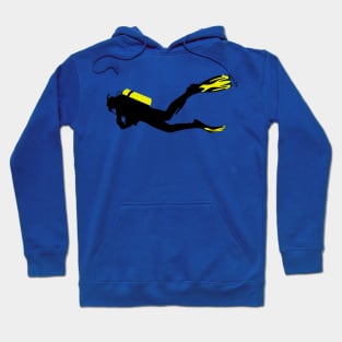 Sport stylized - diver with diver bottle and fins Hoodie